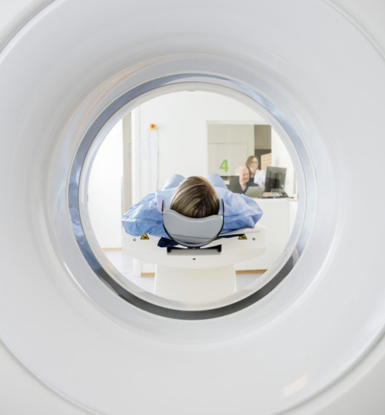 patient's view from the CT Scan equipment